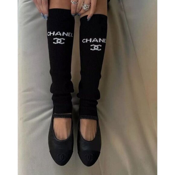 Chanel Ribbed Leg Warmers in Black - Picture 2 of 6